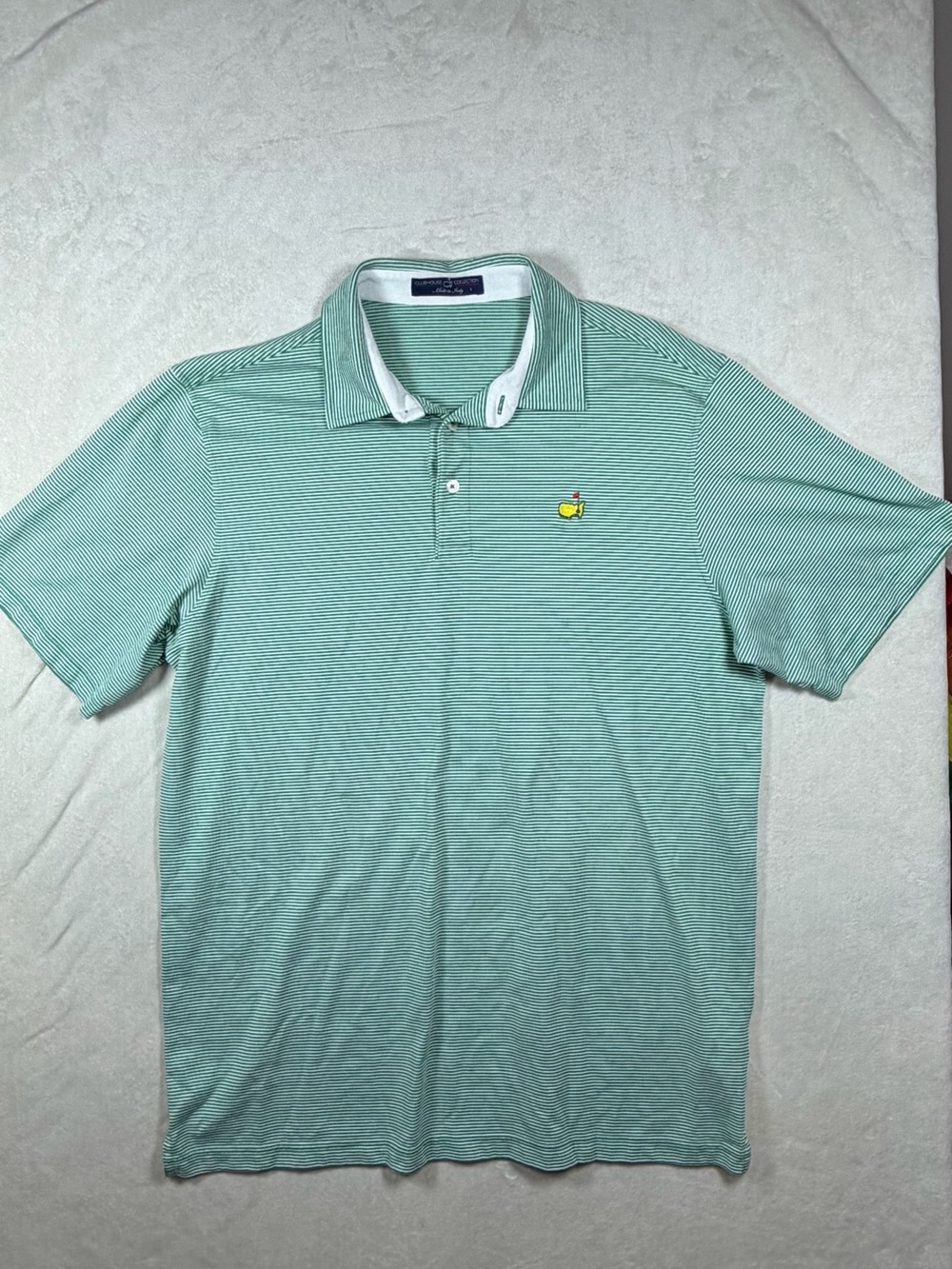 Men's Clubhouse Collection Masters Made in Italy Mint Green Striped Polo Shirt